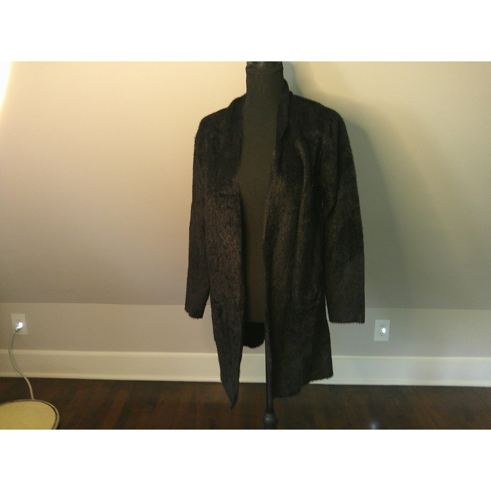 Love Token Cardigan Womens M Black NWT Fuzzy Eyelash‎ Knit Open Front Longline